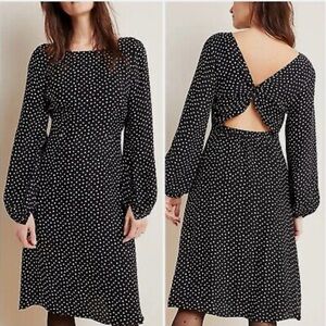 Anthropologie Agatha Black Polka Dot Dress
